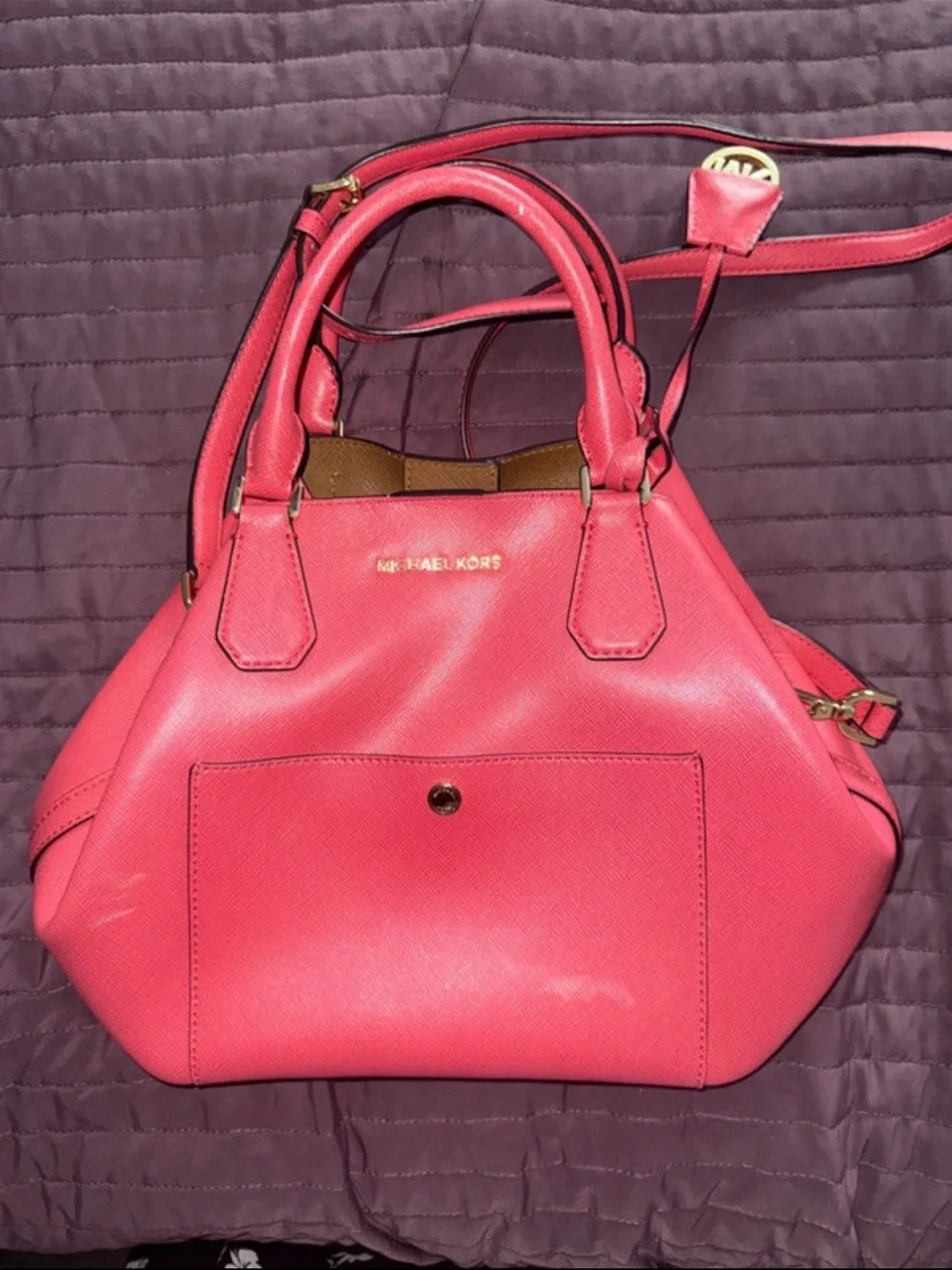 Michael Kors Hot Pink Saffiano Leather Shoulder Satchel